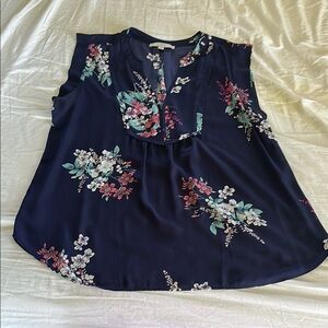Loft XXl navy floral blouse